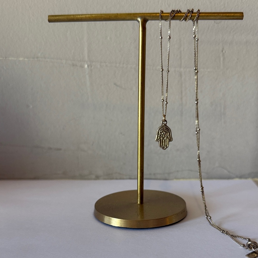 Lotus Jewelry Studio gold charm necklace - beaded ball chain with Hamsa pendant